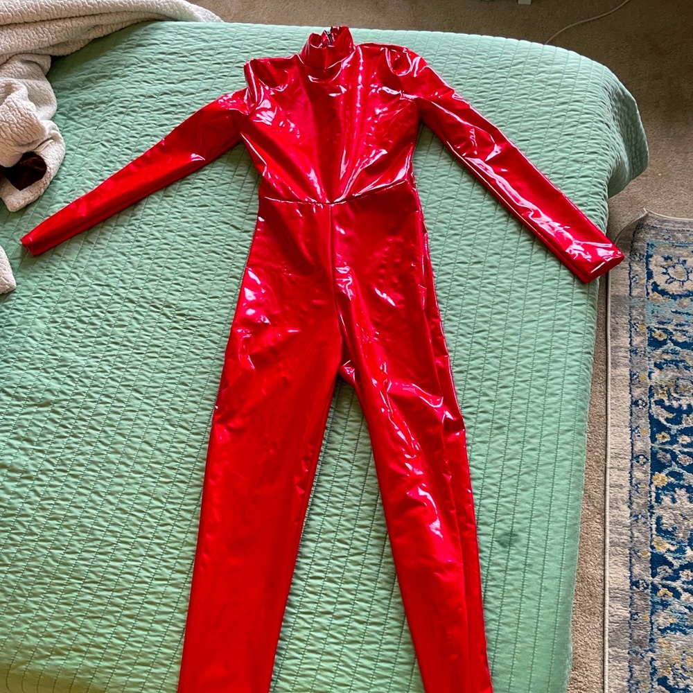Red vinyl jumpsuit/catsuit Britney Spears